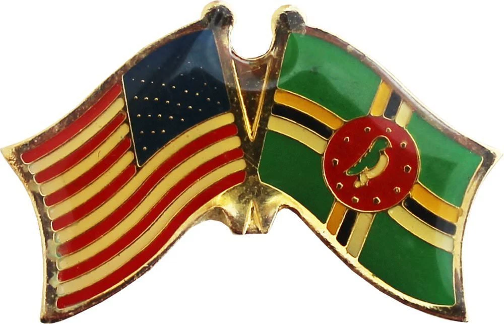 Wholesale Pack of 50 USA American Dominica Friendship Flag Hat Cap lapel Pin
