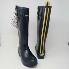Joules Womens 5 Great Britain High Rubber Rain Wellington Navy Blue Boots New