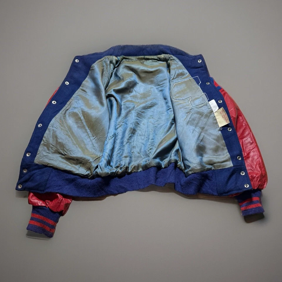 Chaqueta Universitaria Admiral Sportswear Años 60 70 Baloncesto Estadio Azul Rojo Talla M/L Foto 2 de 4