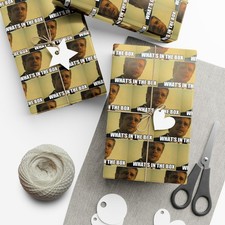 Whats in the box Seven Movie Wrapping Paper, Quote with Brad Pitt, Movie Fan
