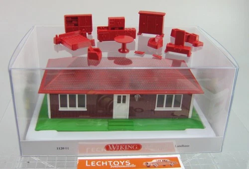 Wiking 1:87 H0, No. 1120 01 Country House with Wiking Furniture in Special Colour Red, Original Packaging
