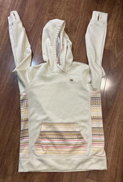 Burton Oak Cream Hoodie Sweatshirt Size Medium Womens Front Thru Pocket Pattern