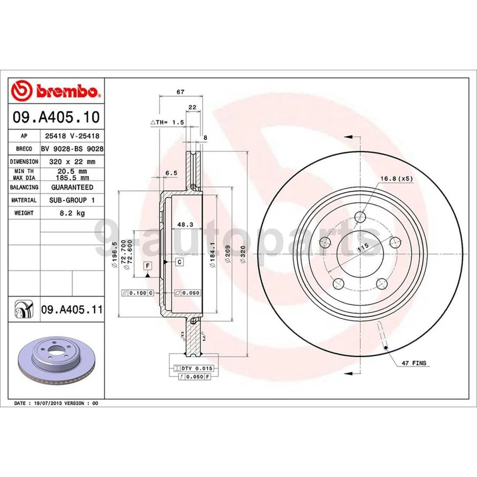 Kit de frenos traseros Brembo rotores de disco pastillas de cerámica para Dodge Charger 2006-2018 Foto 2 de 4