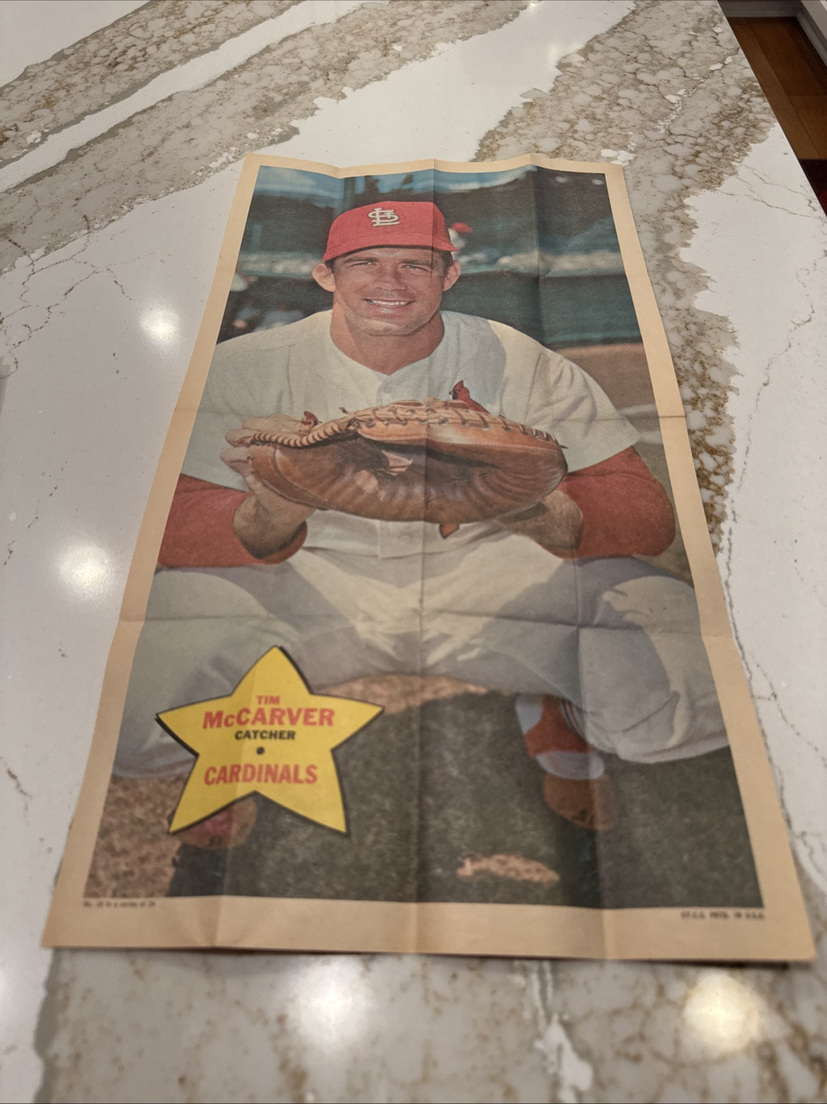 1968 Topps Posters #19 Tim McCarver Of The St. Louis Cardinals High End!