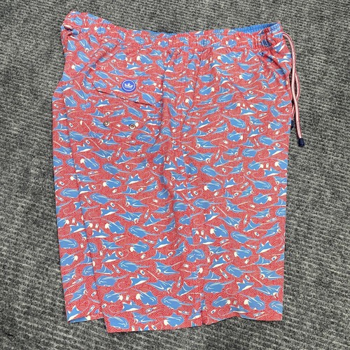 Peter Millar Swim Trunks Mens L Stingrays AOP Coral Coastal Blue Seaside Lined - Picture 3 of 14