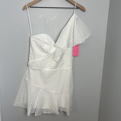 Amanda Uprichard Mckinnon Dress White One Shoulder Dress Size Medium NEW