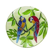Colorful Painted Parrot Outdoor Birdbath Bowl 18 Inch Durable Bird Feeder