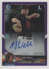 2018 Bowman Chrome Prospect Purple Refractor /250 Alex Wells #BCPA-AW Auto 00k7