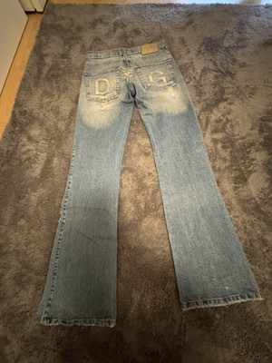 Dolce & Gabbana Bootcut Jeans Blau Distressed Logo Denim Gr. S Bund 76/SL 80