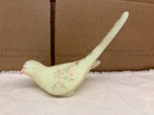 Fenton Uranium glass custard bird of happiness figure hand decorated signed GLOW