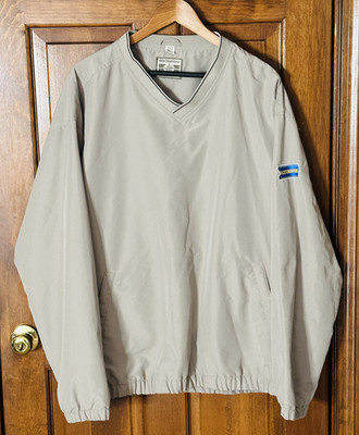 BLOCKBUSTER VIDEO JACKET SIZE XL Destinations Pullover Windbreaker V-Neck Tan