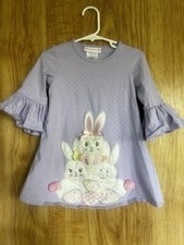Bonnie Jean Tunic Shirt Floral Easter Bunny Eggs Girls Size 4 Purple