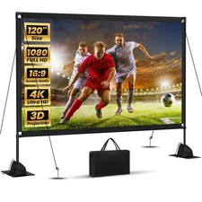 120inch Outdoor Projector Screen with Stand: 16:9 4K HD Portable White