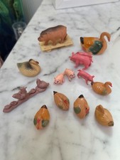 Lot of 14 plastic pretend play farm horse ducks sheep cows figure animals -LOOK