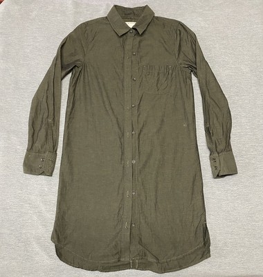 Rag & Bone Shirt Dress Womens Small Green Button Front Dress Linen Blend Boho S