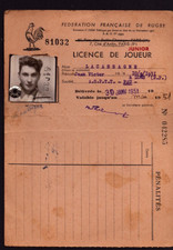 PAU (64) FRANZÖSISCHER RUGBYVERBAND / LIZENZ Club Jean LACASSAGNE 1951
