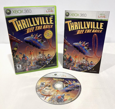 THRILLVILLE OFF THE RAILS MICROSOFT XBOX 360 COMPLETE W/ MANUAL 2007 LUCASARTS