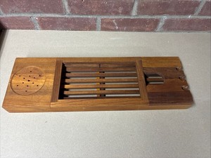 Vintage MCM Teak Wood Bath Caddy Tray