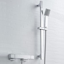 Neweast Square Thermostatic Shower Mixer - Riser Kit - Chrome