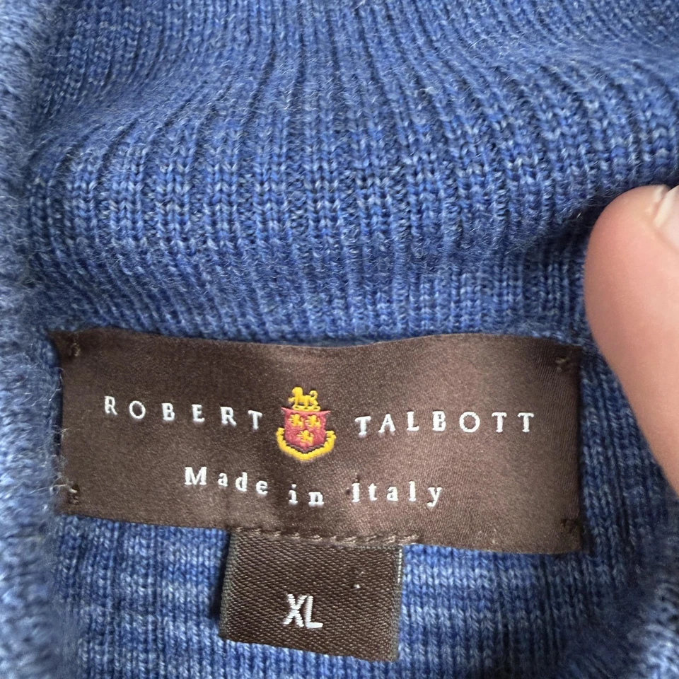 Suéter Robert Talbott Para Hombres XL Lana Merino Cuello Simulado Pullover Hecho en Italia Foto 2 de 4