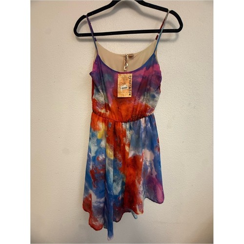Eyeshadow Multicolor Tie-Dye Spaghetti Strap Casual Dress