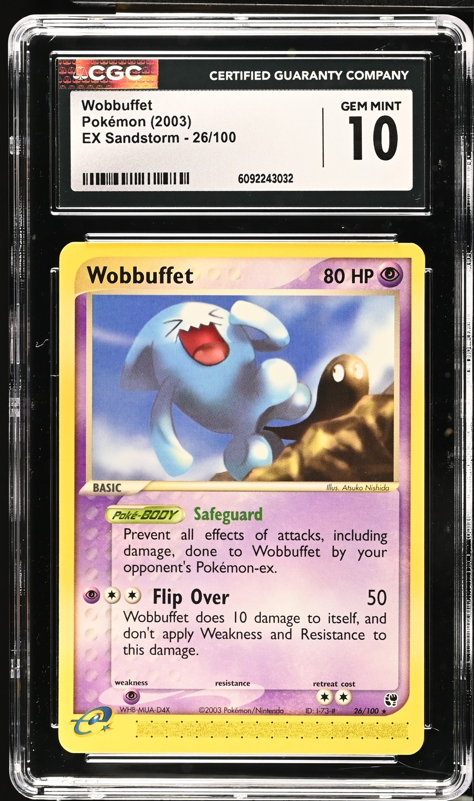 CGC 10 Wobbuffet 26/100 2003 EX Sandstorm Rare Pokemon Card
