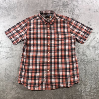 quicksilver shirt mens L red plaid surf beach camp button up