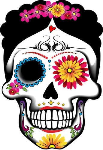 Skull Mexican Sugar Holiday Dia De Los Muertos Self Adhesive Vinyl Sticker