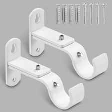 Adjustable Curtain Rod Brackets, Metal Window Drapery Rod Hanger Holders Hooks f