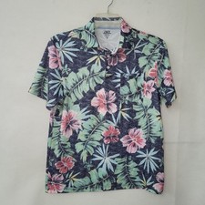 IZOD Saltwater Relaxed Classics Shirt M Tropical Floral Print Short Sleeve Polo