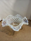Fenton Opalescent Glass Open Edge Two Row  Basket Weave Bowl