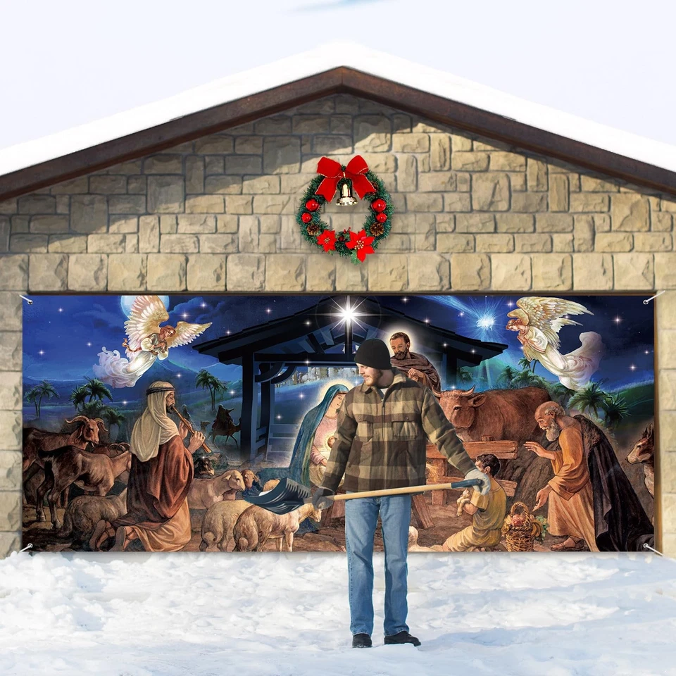 Christmas Nativity Garage Door Cover 7 x 16 FT Christmas Garage Door Banner Deco - Image 4 of 4