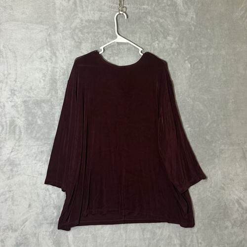 NWT Citiknits Tunic 3X Women 3/4 Sleeves V-Neck Top Plus Maroon Travel Slinky - Picture 3 of 8