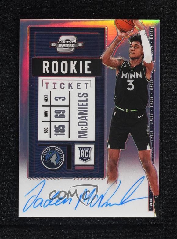 2020 Contenders Optic Ticket Variation Jaden McDaniels #101 Rookie Auto RC 18py