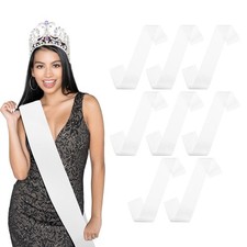 8-Pack Blank Satin Sash, 3.8 Inch Party Sash for Birthday/DIY White 