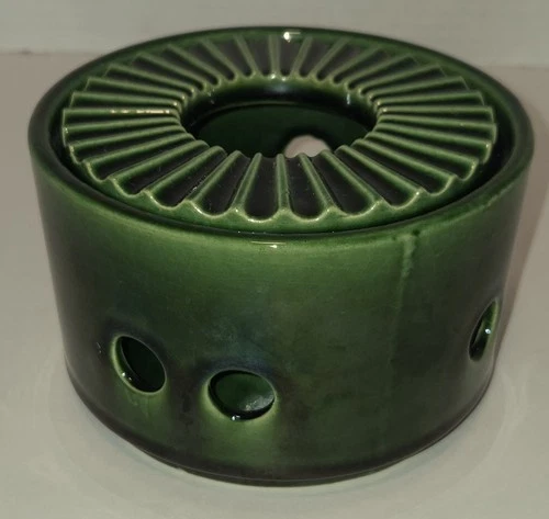 VTG Steuler Green Ceramic Warmer Teapot Tealight Candle MCM Burner Germany 