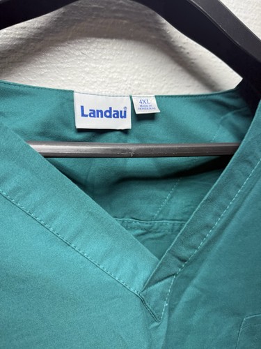 Landau Women's LOT 6 Pc Sz 4XL Blue Snap Front Solid V-Neck Scrub Top d2 - Picture 5 of 8