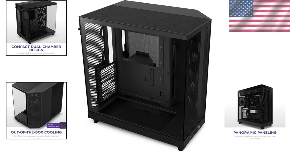 H6 Flow Compact Mid-Tower Case | Panoramic Glass & Airflow Optimized Design - Image 2 of 4
