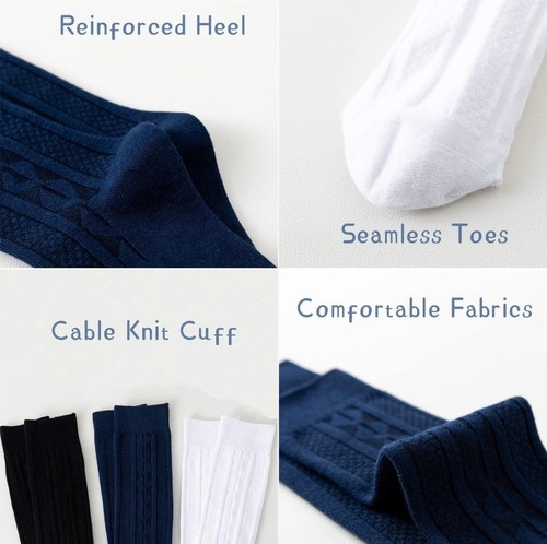 Marchare Socks Girls Cable Knit Knee High Cotton School Uniform Dress Sock 6PK - Picture 4 of 4