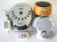 3 white noise machines w/ nature and other sounds: Conair, Homedics and Douni