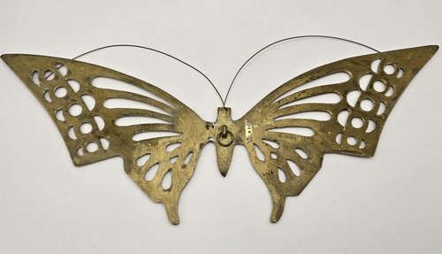 Vintage Brass Butterfly Wall Hanging Mid Century Modern 14" Wide - Picture 6 of 9