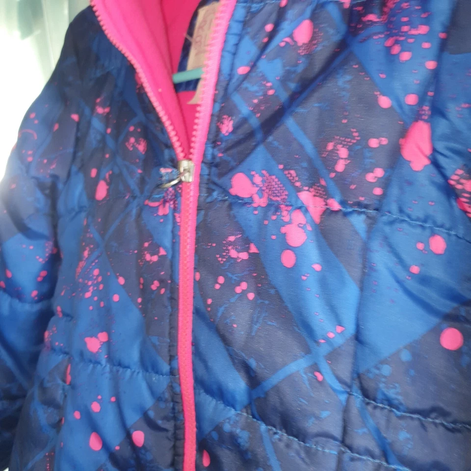 NIÑAS Canyon River Gris/Blanco/Rosa Burbuja Puffer Chaqueta Capucha Talla 6 Resistente al Agua Foto 4 de 4