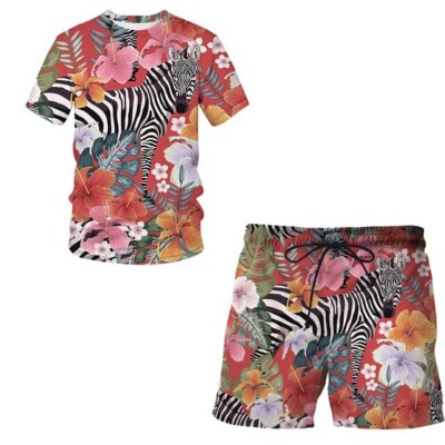 Conjuntos de hombres de ropa depòrtiva de camiseta y pantalones cortos 3D...