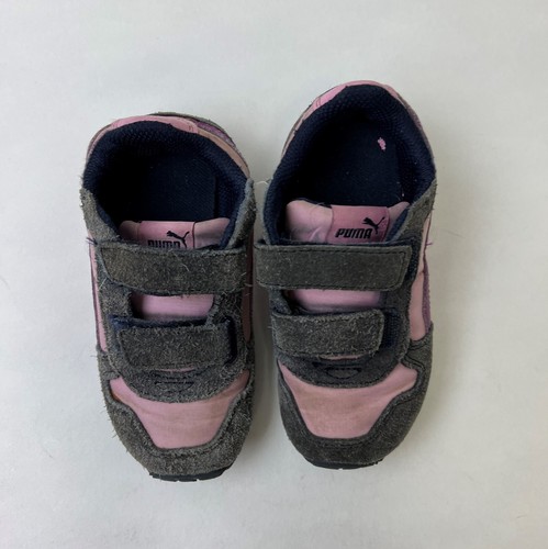 PUMA Toddler Little Kid Unisex Sneakers Size 9C Grey Pink Retail $45 Used - Picture 2 of 4