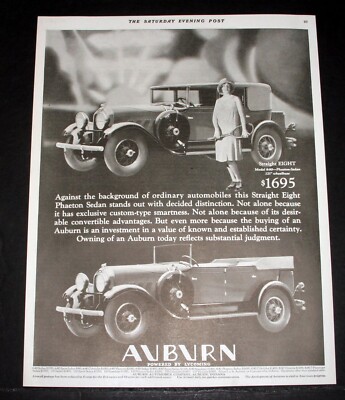 1929 OLD MAGAZINE PRINT AD, AUBURN STRAIGHT 8-90 PHAETON SEDAN ...