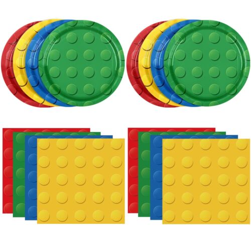 DURYGEN 80PCS Building Blocks Themed Birthday Party Decorations Building Bric...