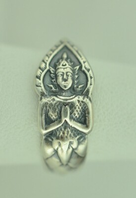 Dainty Solid 925 Sterling Silver Little Buddha Blessing Statue Adjustable Spoon