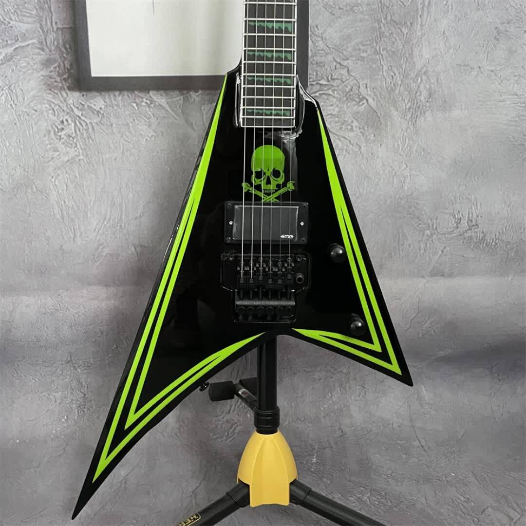Custom Special Shaped Electric Guitar Black Solid Body FR