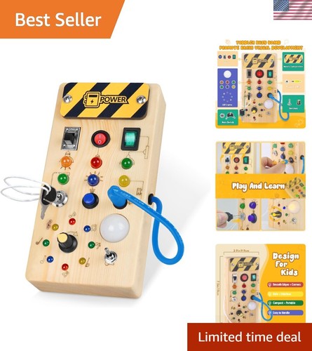 Montessori Wooden Busy Board with 8 LED Light switches, Sensory Toys Light Sw... - 第 1/12 張圖片