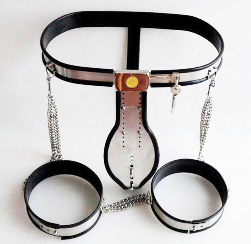 Male Chastity Belt Neck Collar Handcuffs Bra Thigh Cuffs Binding Kit Device New - Picture 33 of 73